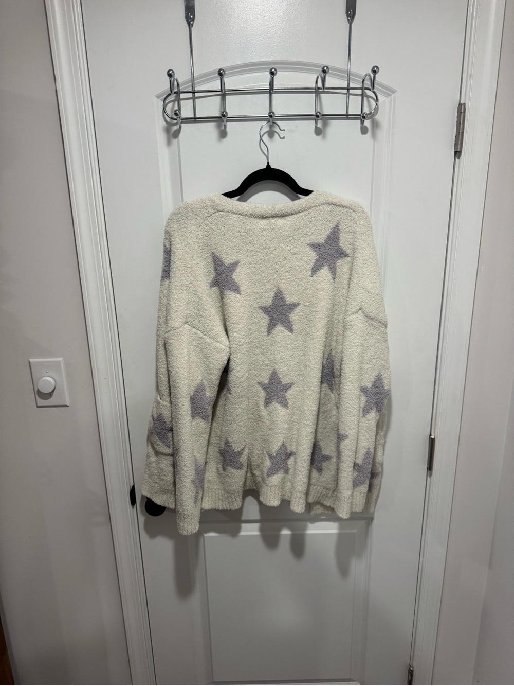 Altar'd State Cream & Light Gray Star Open-Front Cardigan - Picture 2 of 3